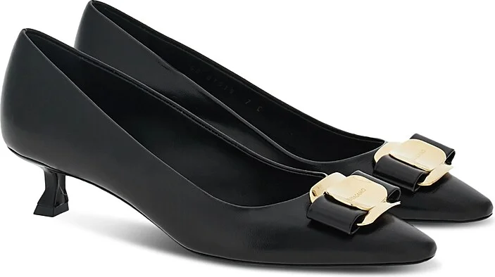 Ferragamo Women's Zelma Leather Kitten Heel Pumps