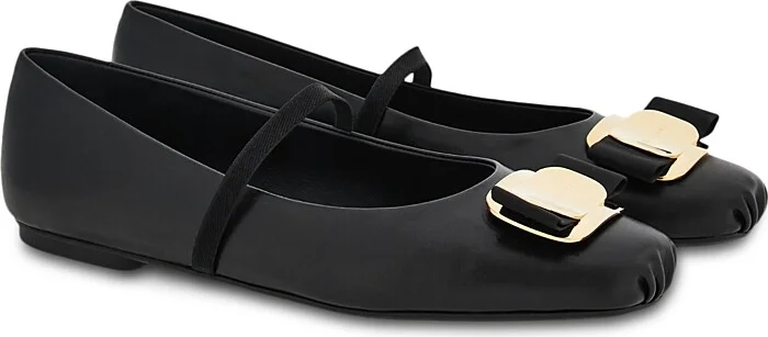Ferragamo Women's Zina Bow Mary Jane Ballet Flats