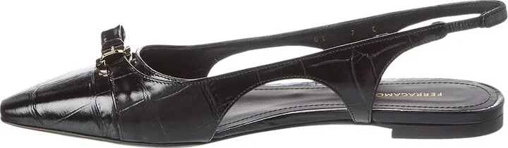 Ferragamo Zalu Embossed Leather Slingback Flat - Image 2