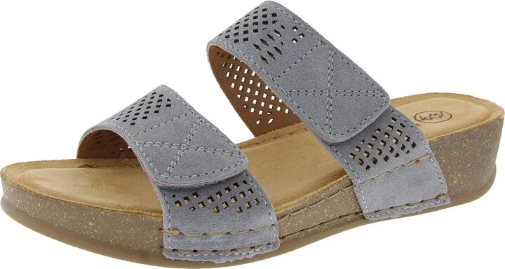 Ferula Womens Laser Cut Suede Wedge Sandals