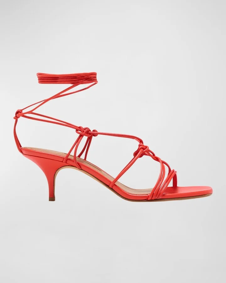 Festa Knotted Leather Ankle-Wrap Sandals
