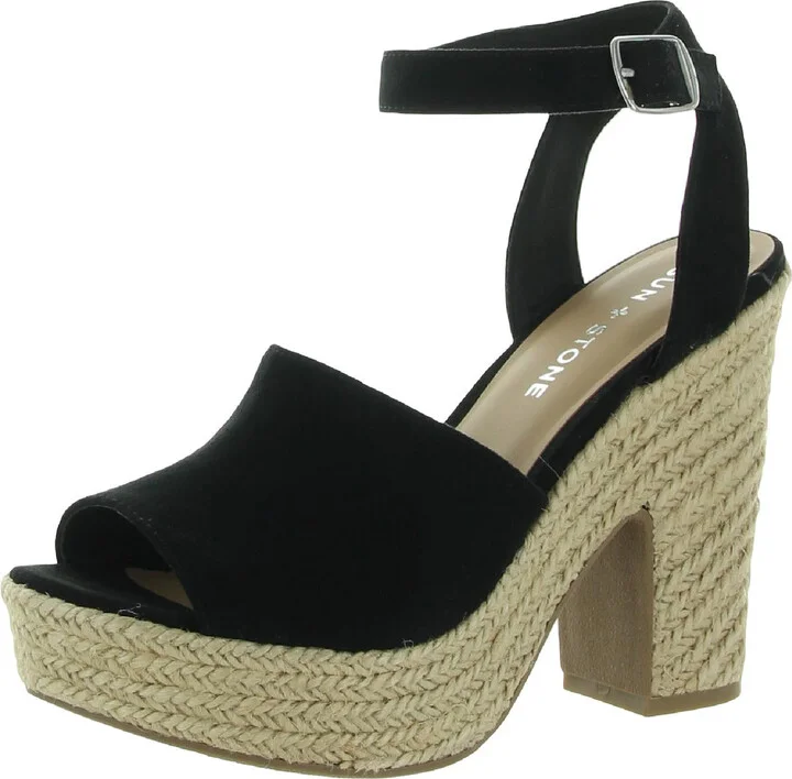 Fey Womens Faux Suede Espadrille Heels