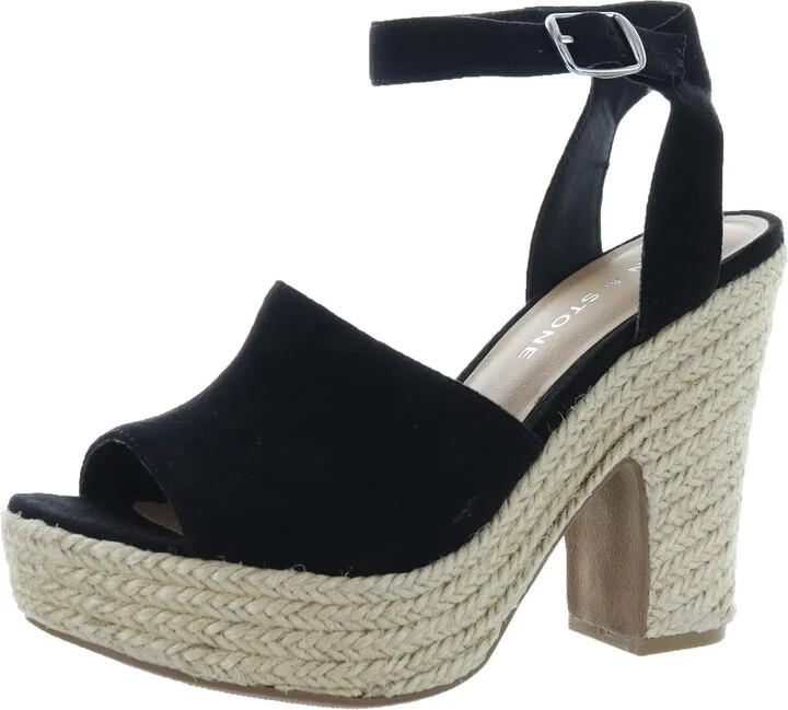 Fey Womens Microsuede Block Heel Platform Sandals