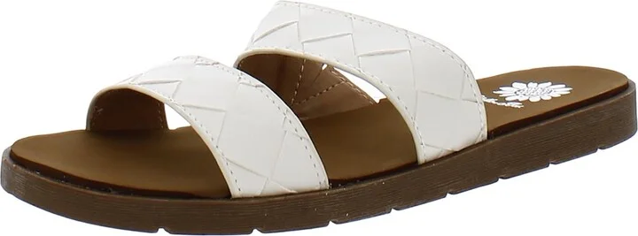FEYLIE Womens Slip On Open Toe Flatform Sandals
