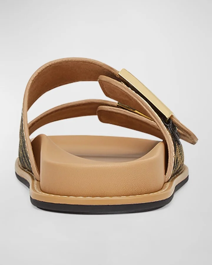 FF Jacquard Dual Buckle Slide Sandals - Image 7