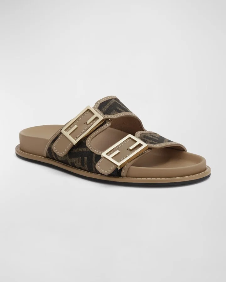 FF Jacquard Dual Buckle Slide Sandals - Image 8