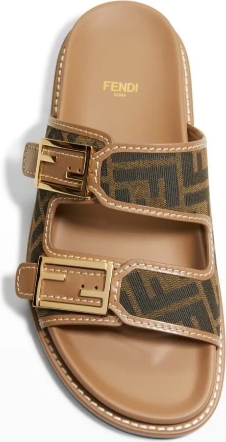 FF Jacquard Dual Buckle Slide Sandals - Image 9