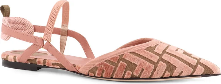 Ff Jacquard Velvet Slingback Ballerinas - Image 2