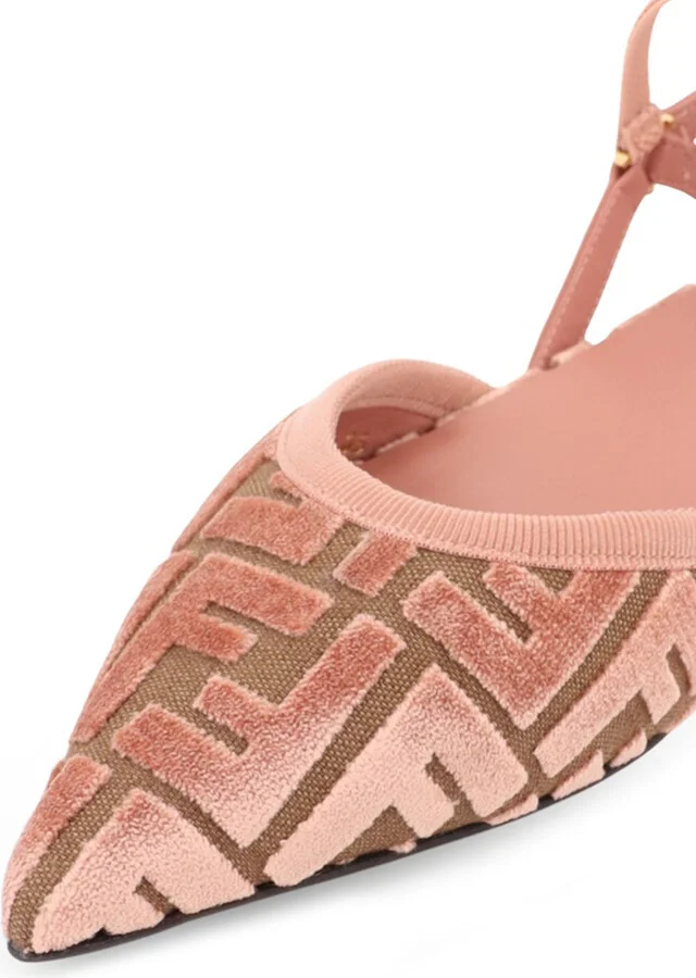 Ff Jacquard Velvet Slingback Ballerinas - Image 4
