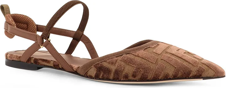 Ff Jacquard Velvet Slingback Ballerinas - Image 2