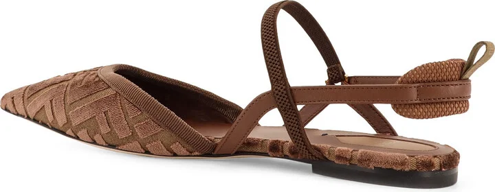 Ff Jacquard Velvet Slingback Ballerinas - Image 3
