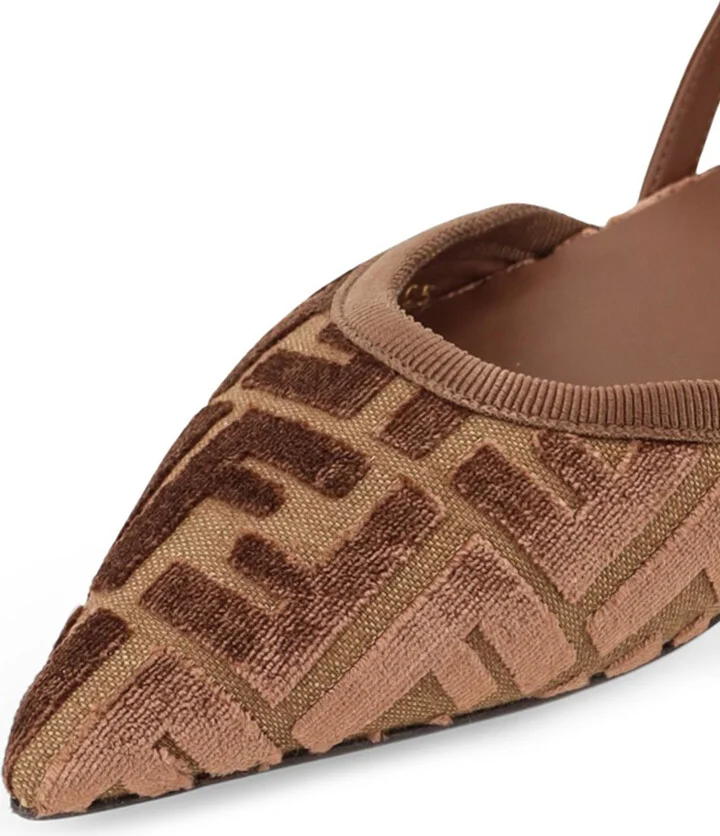 Ff Jacquard Velvet Slingback Ballerinas - Image 4