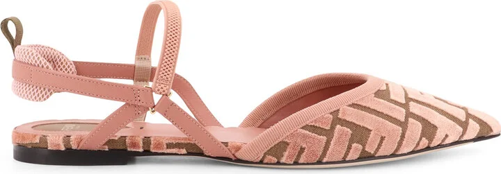Ff Jacquard Velvet Slingback Ballerinas