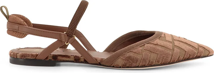 Ff Jacquard Velvet Slingback Ballerinas