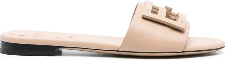FF logo-patch leather slides