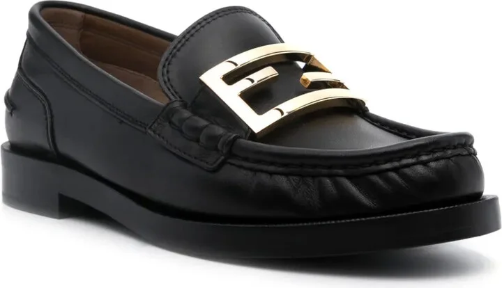 FF logo-plaque leather loafers - Image 2