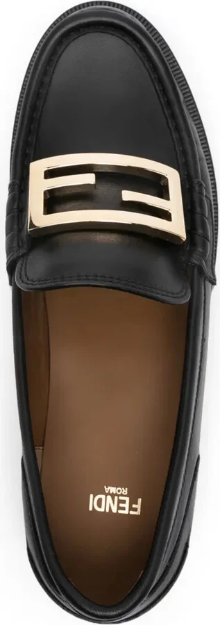 FF logo-plaque leather loafers - Image 4