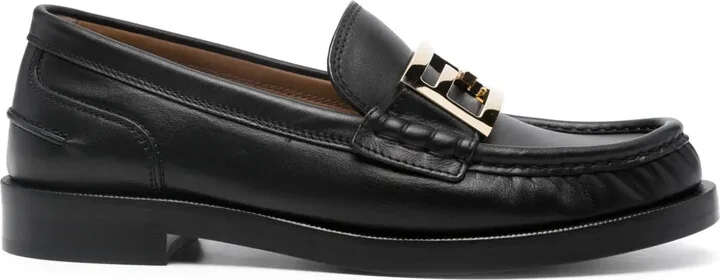 FF logo-plaque leather loafers