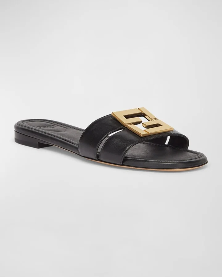 FFold Leather Flat Sandals - Image 4