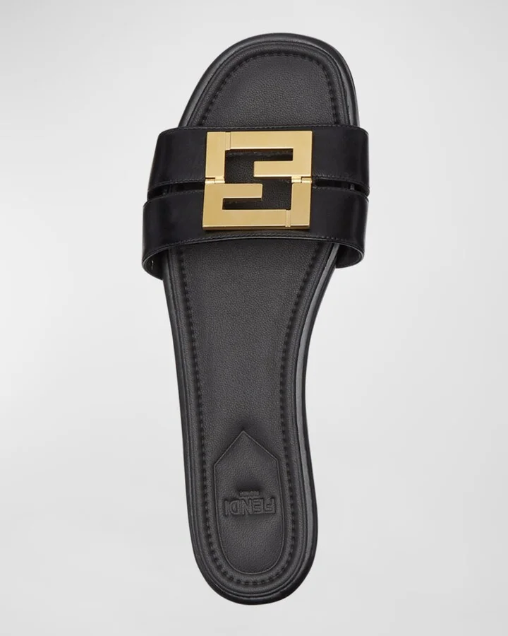 FFold Leather Flat Sandals - Image 5
