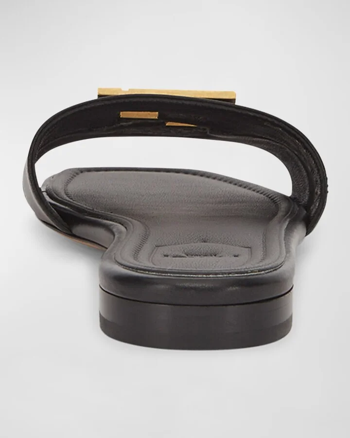 FFold Leather Flat Sandals - Image 7
