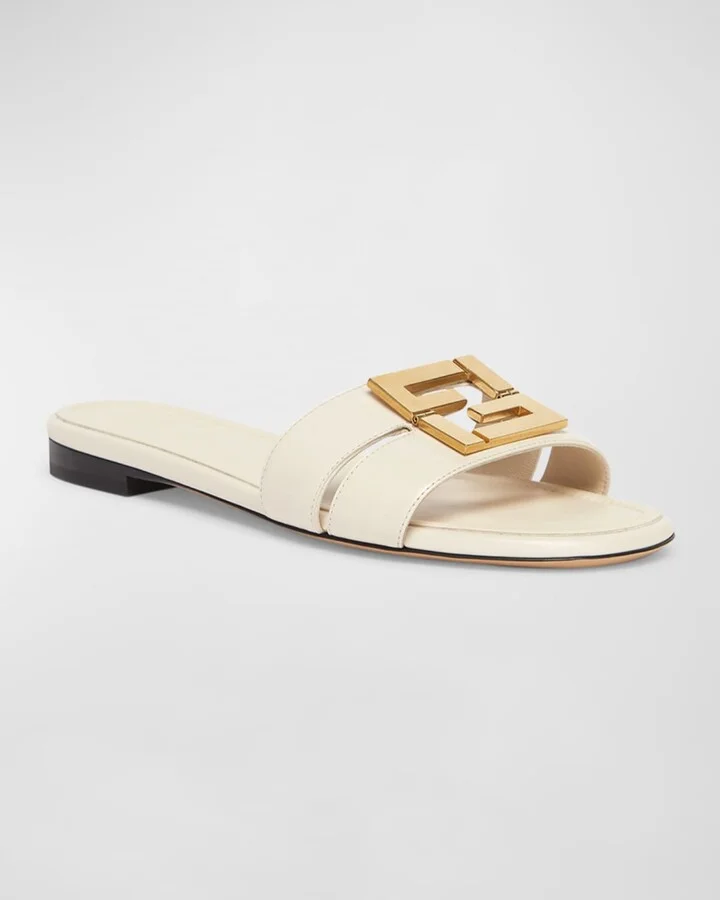FFold Leather Flat Sandals - Image 9