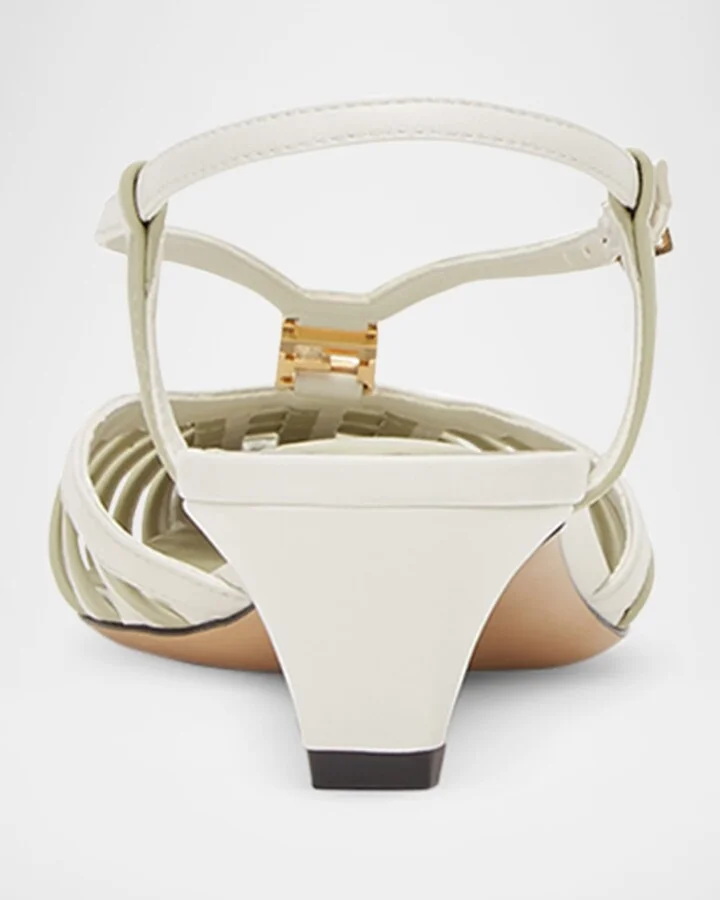 FFold Leather Kitten-Heel Slingback Pumps - Image 3