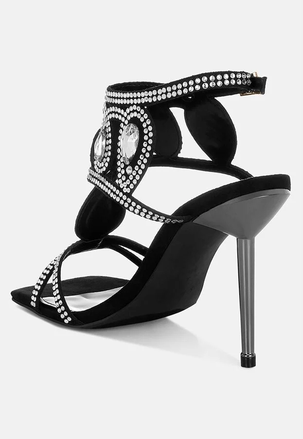 Fialka Diamante & Rhinestones Stiletto Sandals - Image 3