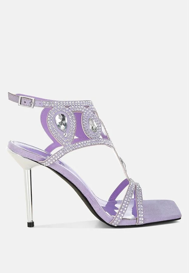 Fialka Diamante & Rhinestones Stiletto Sandals - Image 4