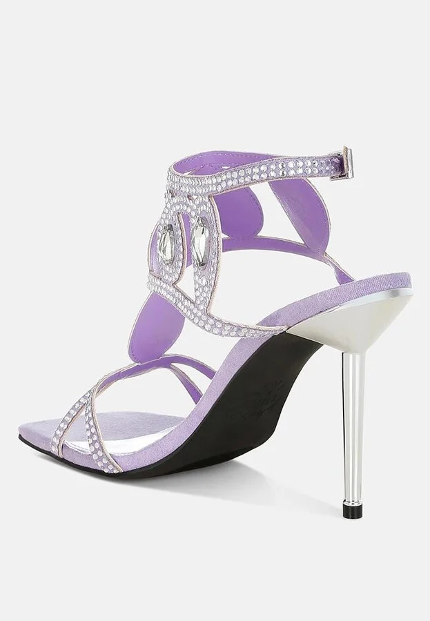 Fialka Diamante & Rhinestones Stiletto Sandals - Image 5