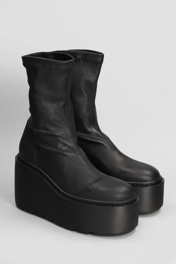 Fiction 101 High Heels Ankle Boots In Black Leather - Image 2