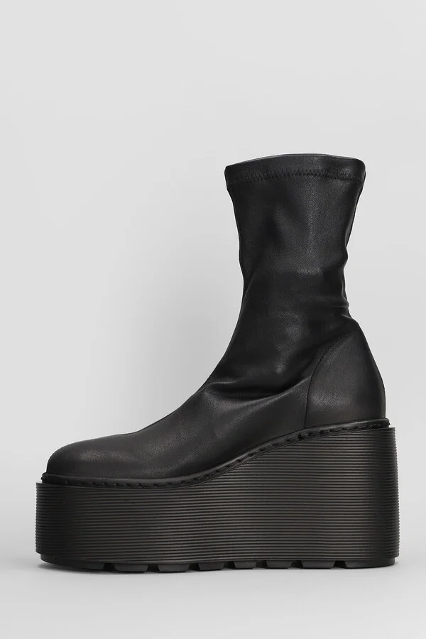 Fiction 101 High Heels Ankle Boots In Black Leather - Image 3