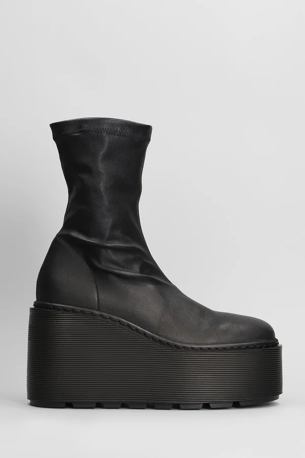 Fiction 101 High Heels Ankle Boots In Black Leather