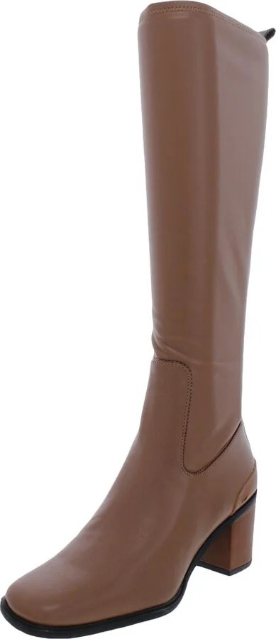 Figaro Womens Leather Square Toe Knee-High Boots