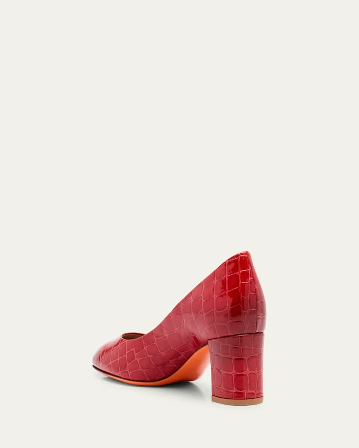Fight Croc-Embossed Leather Pumps - Image 5