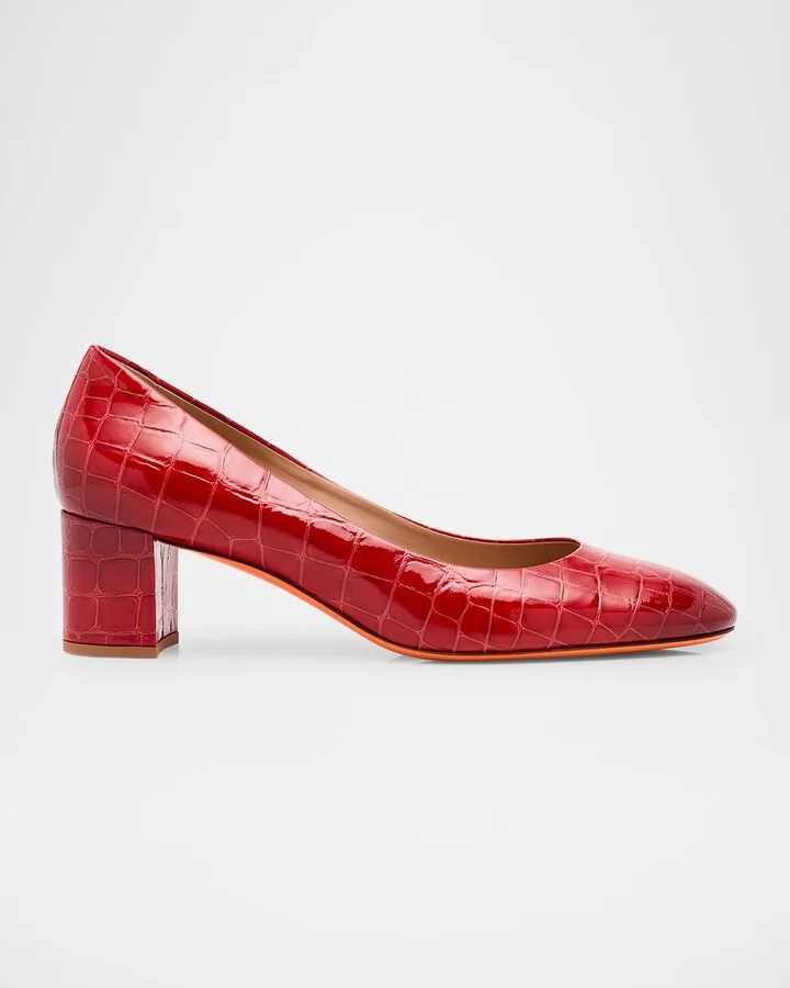 Fight Croc-Embossed Leather Pumps