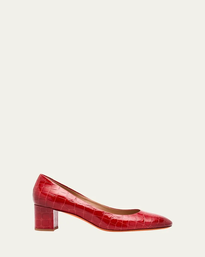 Fight Croc-Embossed Leather Pumps