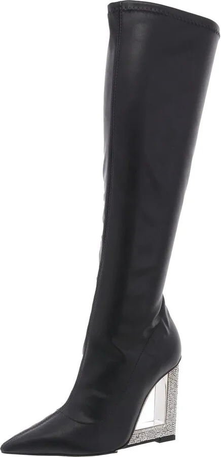 Filipa Glam Womens Embellished Leather Knee-High Boots