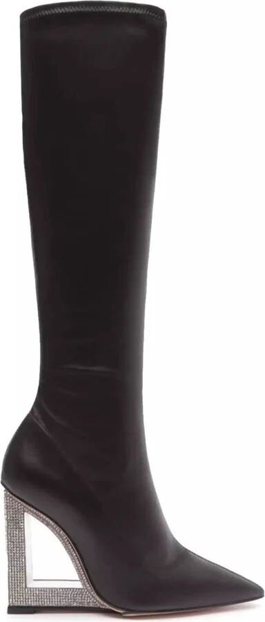Filipa Pointed Toe Wedge Boots In Black