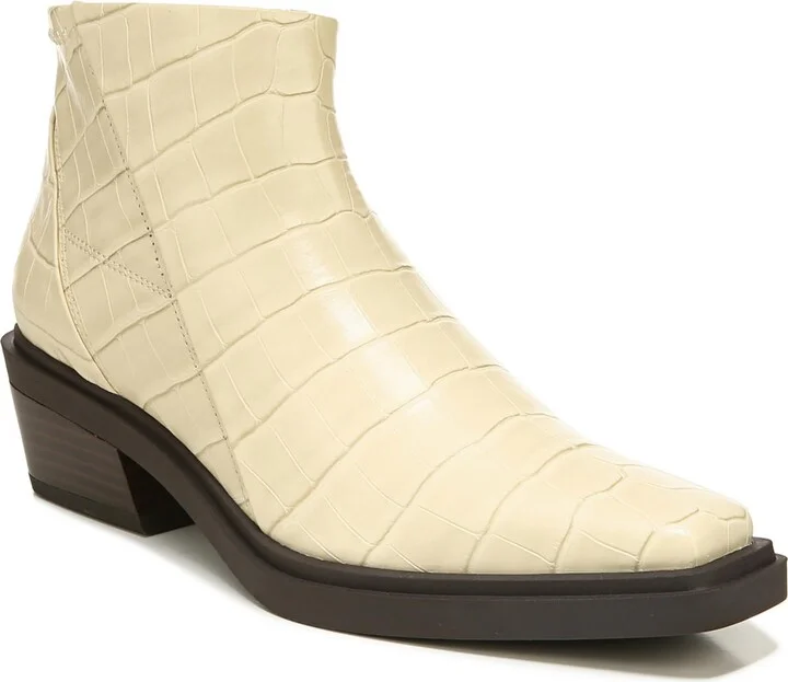 Fina Womens Faux Leather Square Toe Ankle Boots