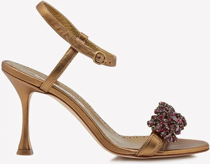 Finah 90 Crystal Sandals in Nappa Leather