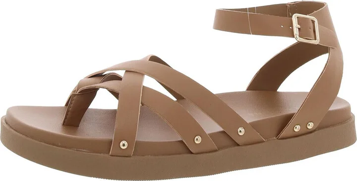 Finchh Womens Faux Leather Thong Ankle Strap