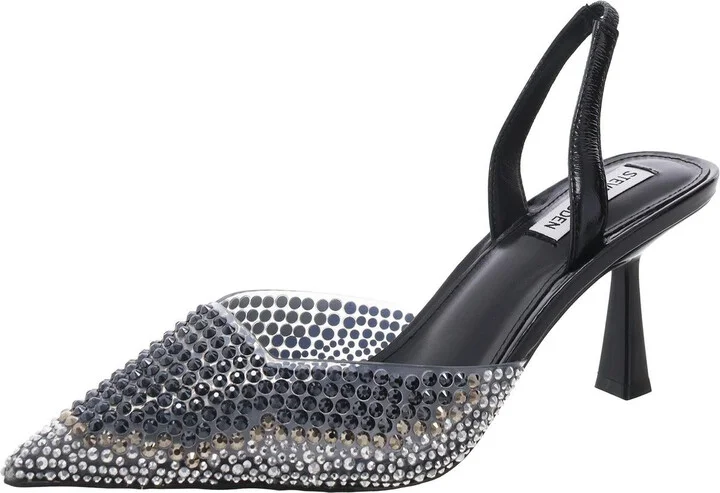Finlee Womens Rhinestone Textured Slingback Heels