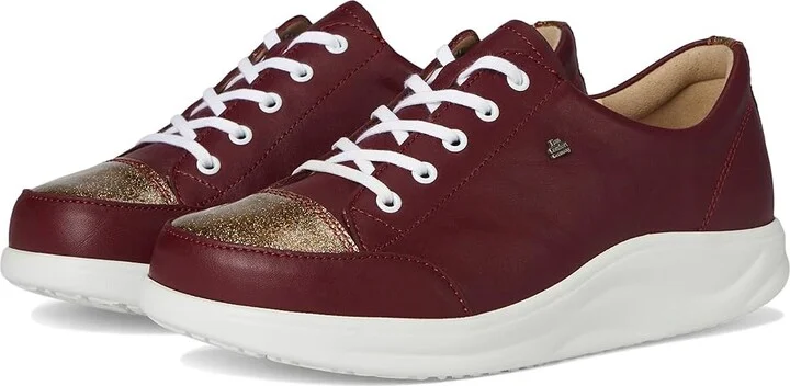Finn Comfort Ikebukuro Women's Lace up casual Shoes Bordo/Oro Nubuk/Glitter : UK 7.5 (US Women's 10) Medium, Leather/Suede