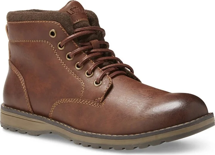 Finn Mens Faux Leather Memory Foam Chukka Boots