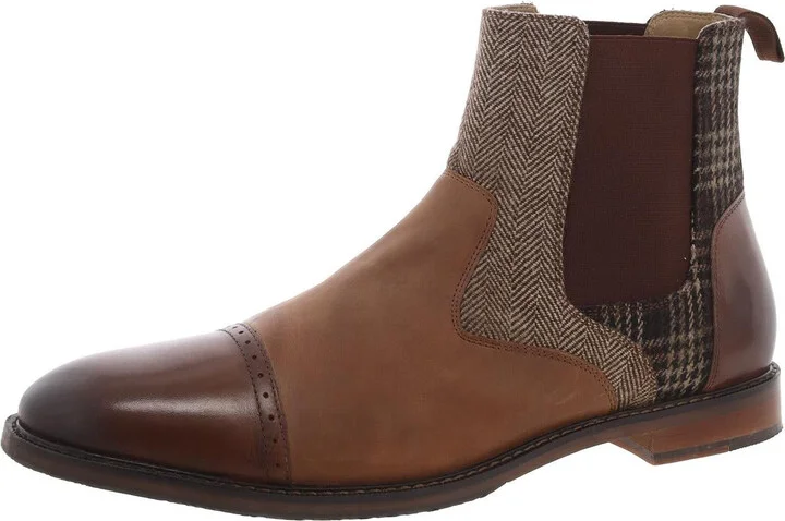 Finney Mens Leather Brogue Chelsea Boots