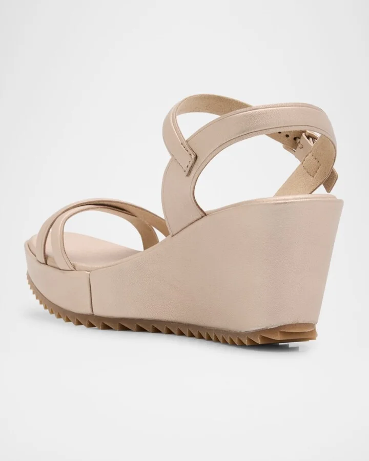 Finoa Metallic Leather Low Wedge Sandals - Image 2