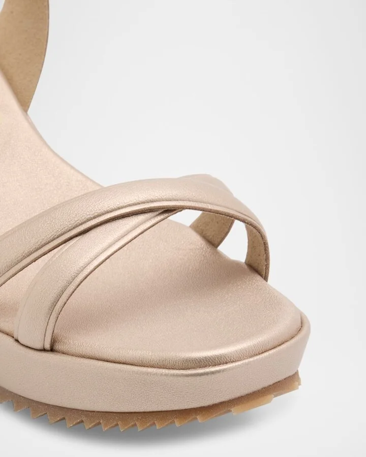 Finoa Metallic Leather Low Wedge Sandals - Image 4