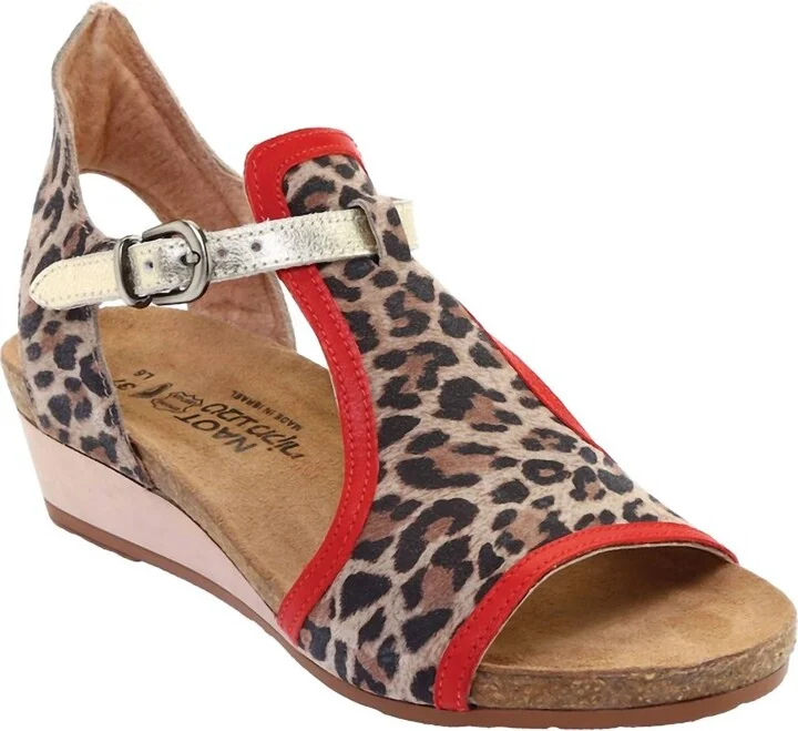 Fiona Sandal In Cheetah/kiss Red/radiant Gold Suede/leather
