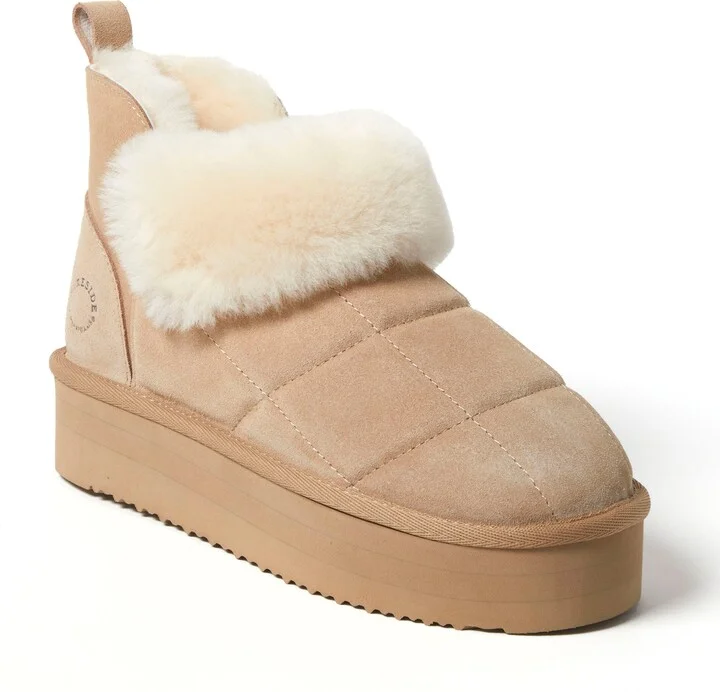 Fireside Bayswater Genuine Shearling Quilted Platform Bootie